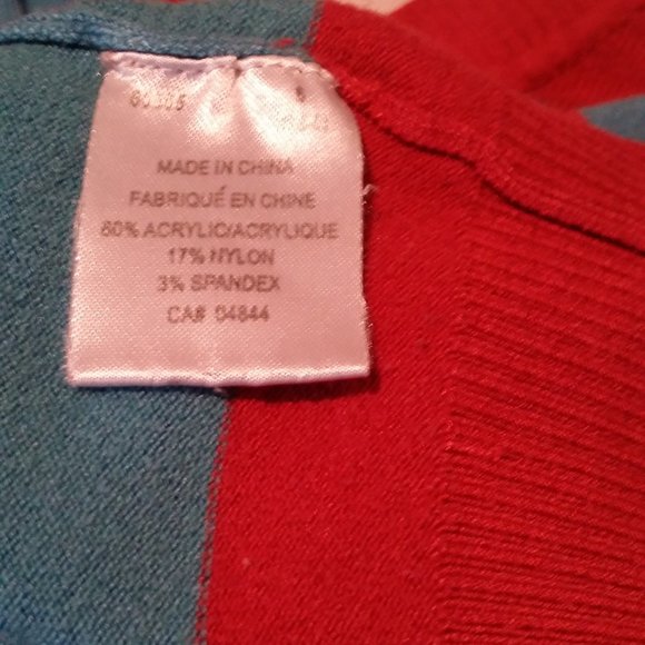 Red and Turquoise Striped Sweatshirt - Picture 6 of 6